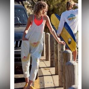 NWT FREE PEOPLE Movement Printed Hot Shot Onesie in Oceanic Combo